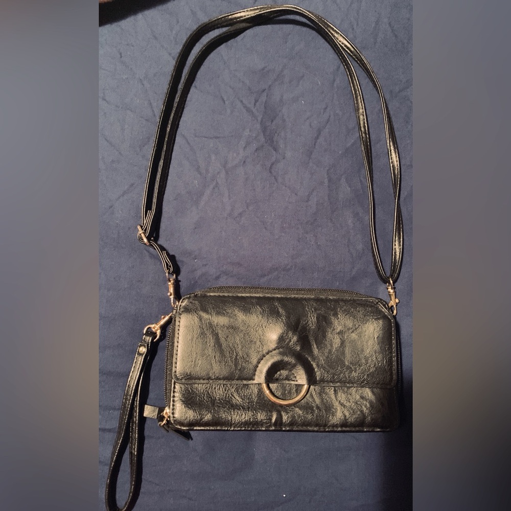 Leather crossbody, shoulder bag or wristlet